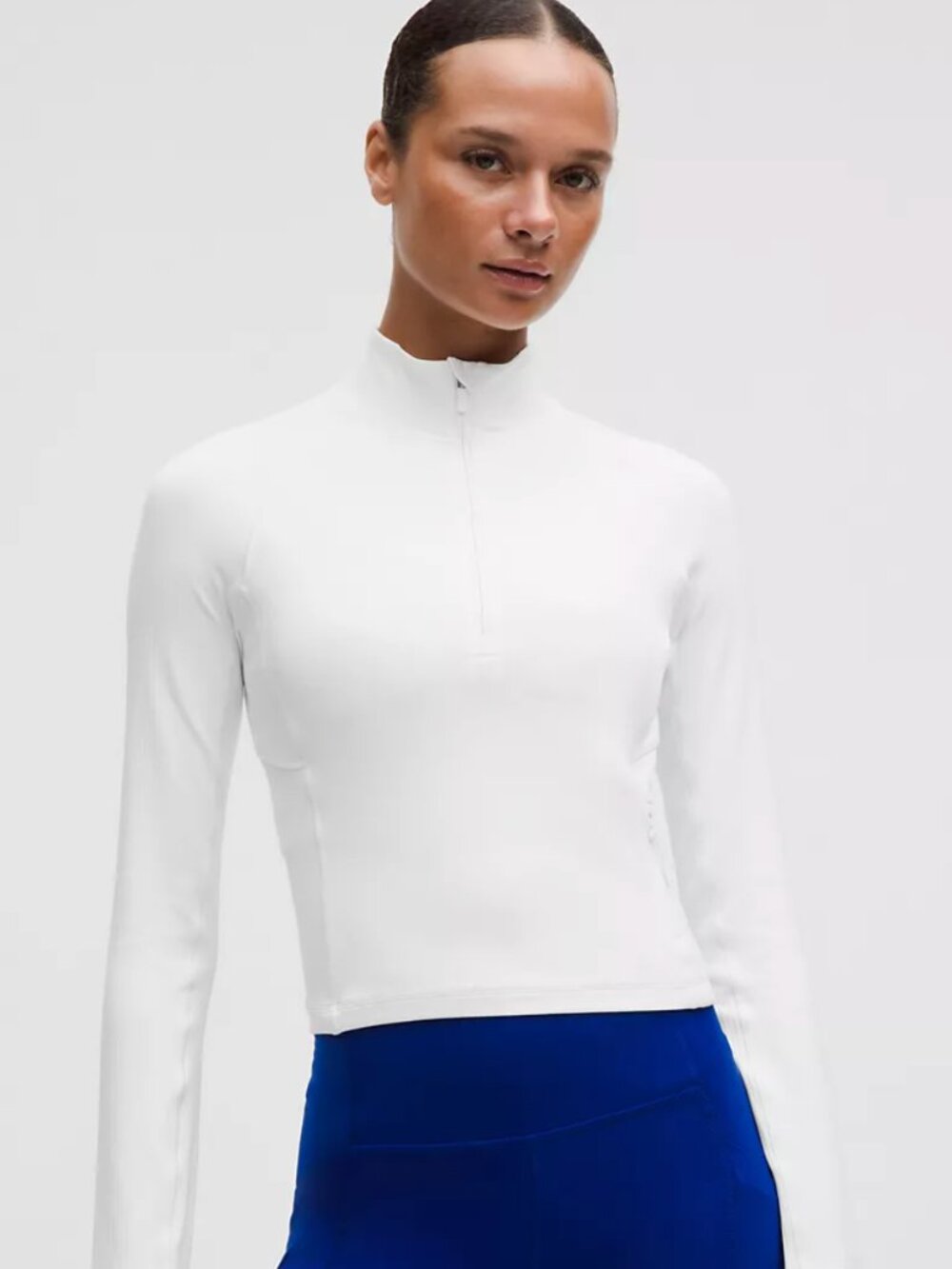 Lululemon It's Rulu Ribbed Cropped Half Zip - White